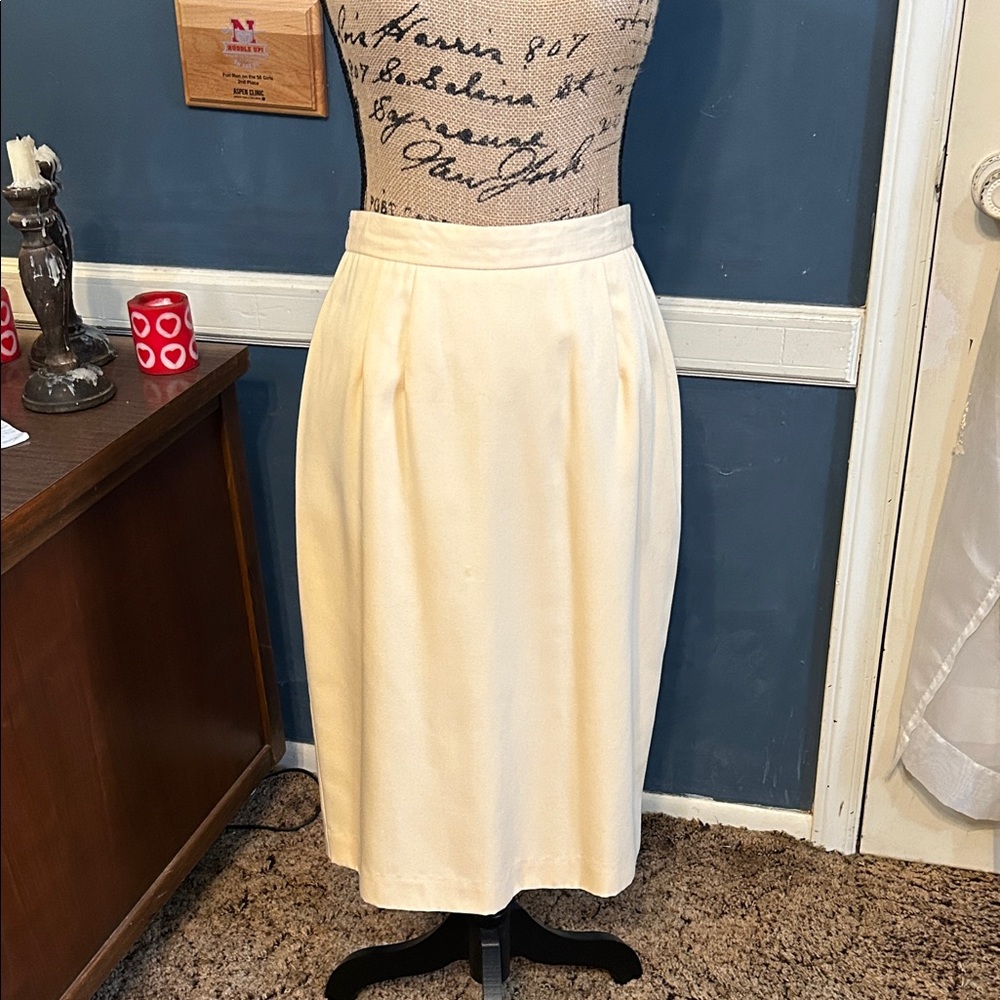 Worthington Cream Midi Skirt with Front Pleats